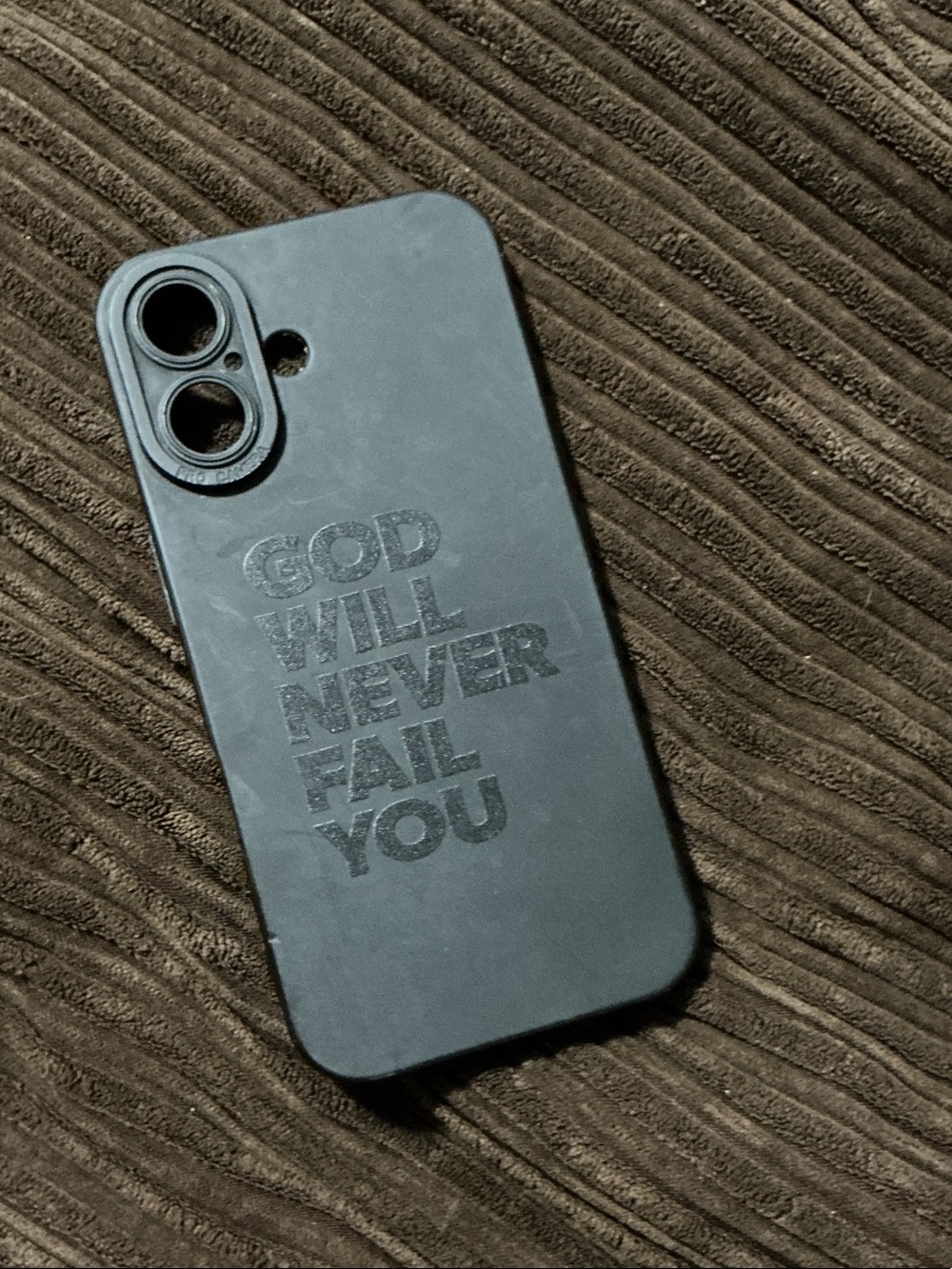 SHEIN Black Religious Quote Phone Case - 'GOD WILL NEVER FAIL YOU'
